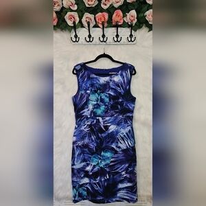 Laura Classic Sheath Layered Floral Midi Dress